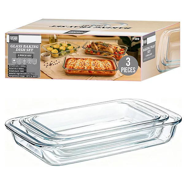 [JIMEC 55-24] 3 pcs glass baking trays