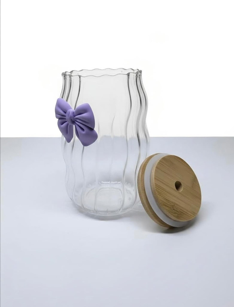 [JIMEC 55-26] Glass Cup with a baboo lid