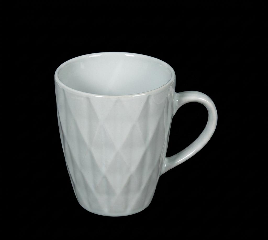 [Diamond styled ceramic white stoneware mug] ceramic cup