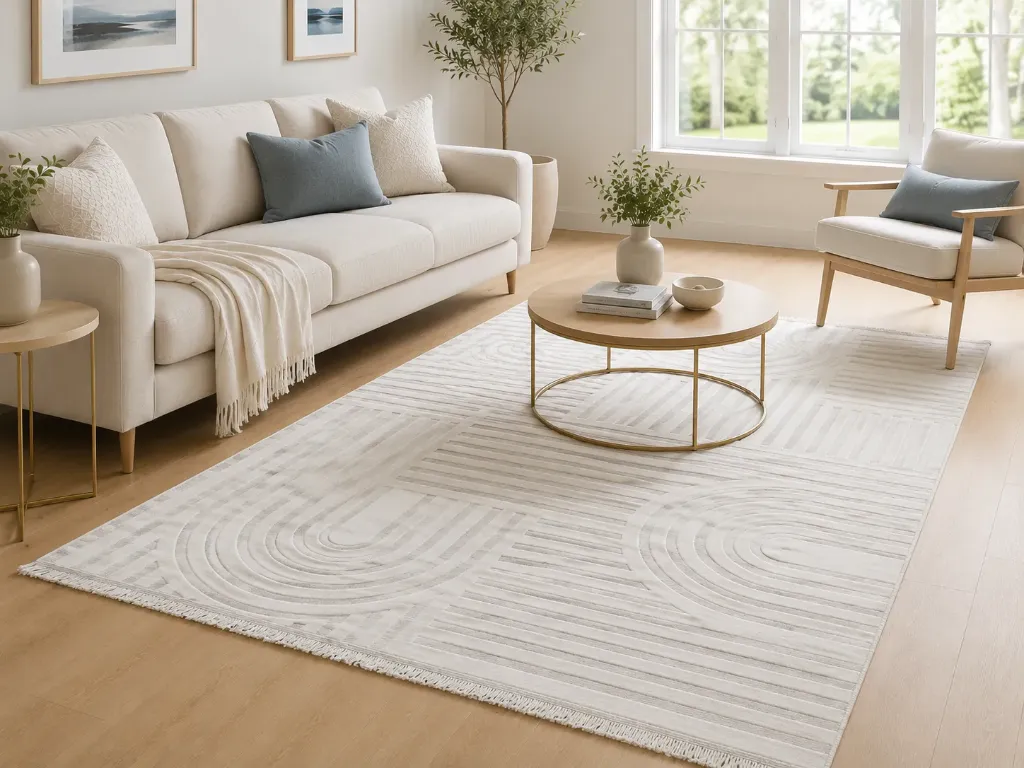 bohemian carpet  cream white 6 by 8
