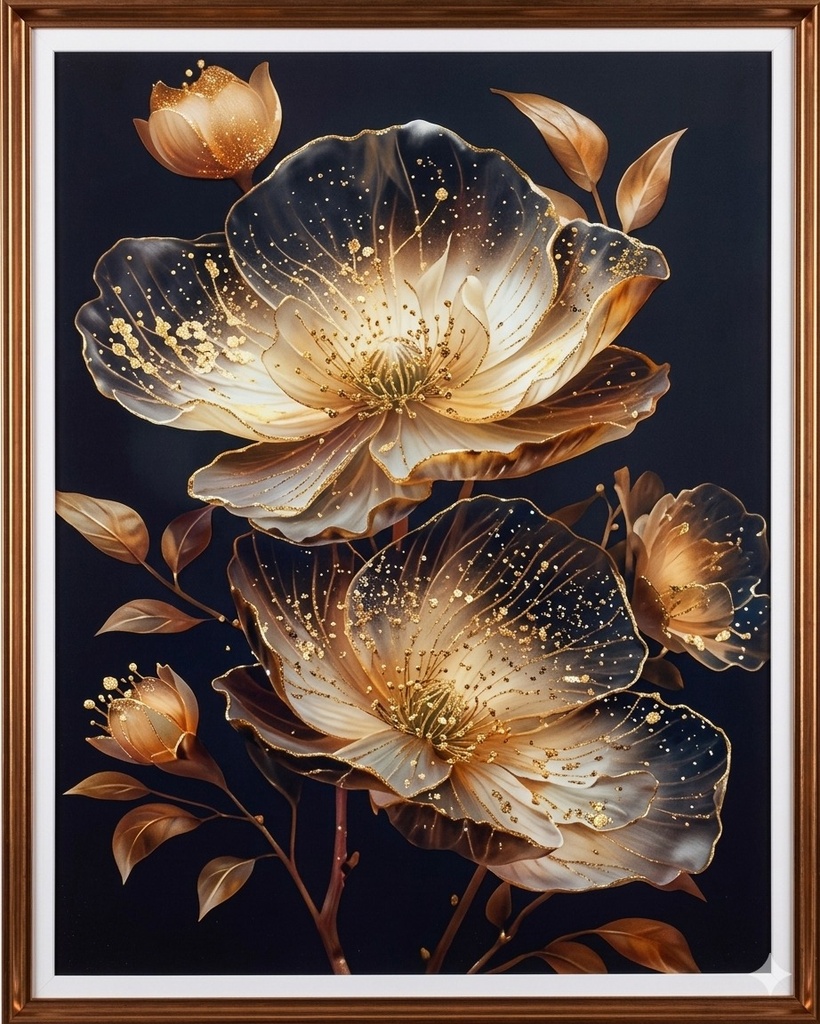 Premium Golden Bloom Wall Art (40*50)