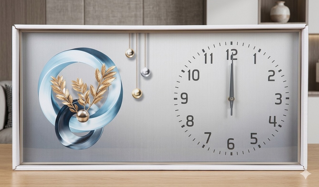 Contemporary Geometric Floral Wall Clock Art (30*60)