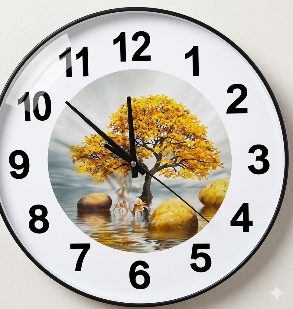 Golden Autumn Landscape Wall Clock Art (40*40)