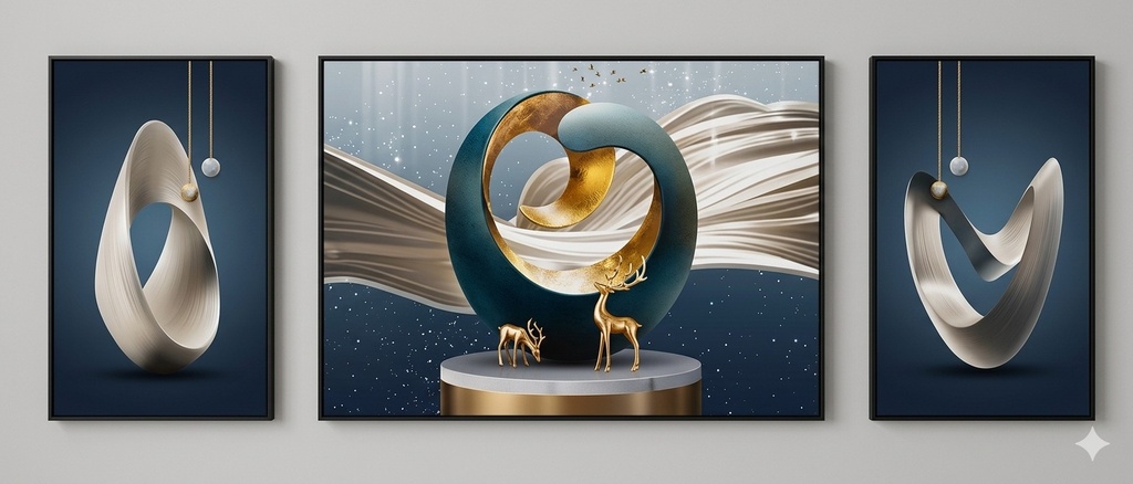 Light Luxury Surreal 3D Abstract Triptych Wall Art Set (30*50*50)
