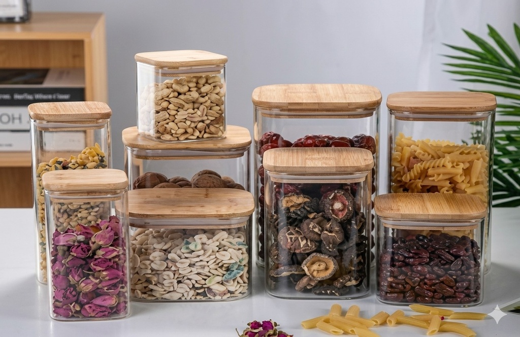 square kitchen canisters 10*30