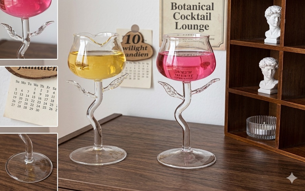 rose goblet cocktail glasses