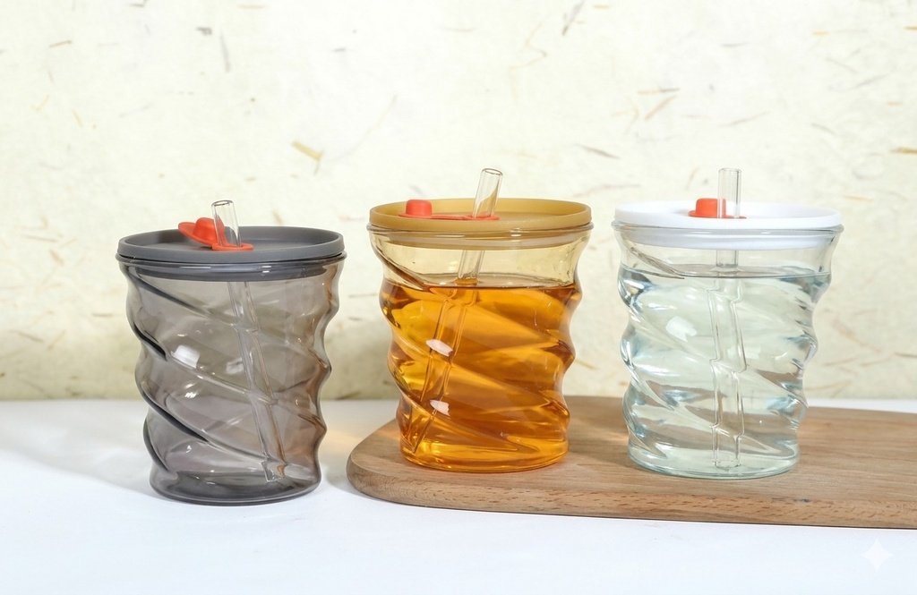 spiral wave glass drinking tumblers