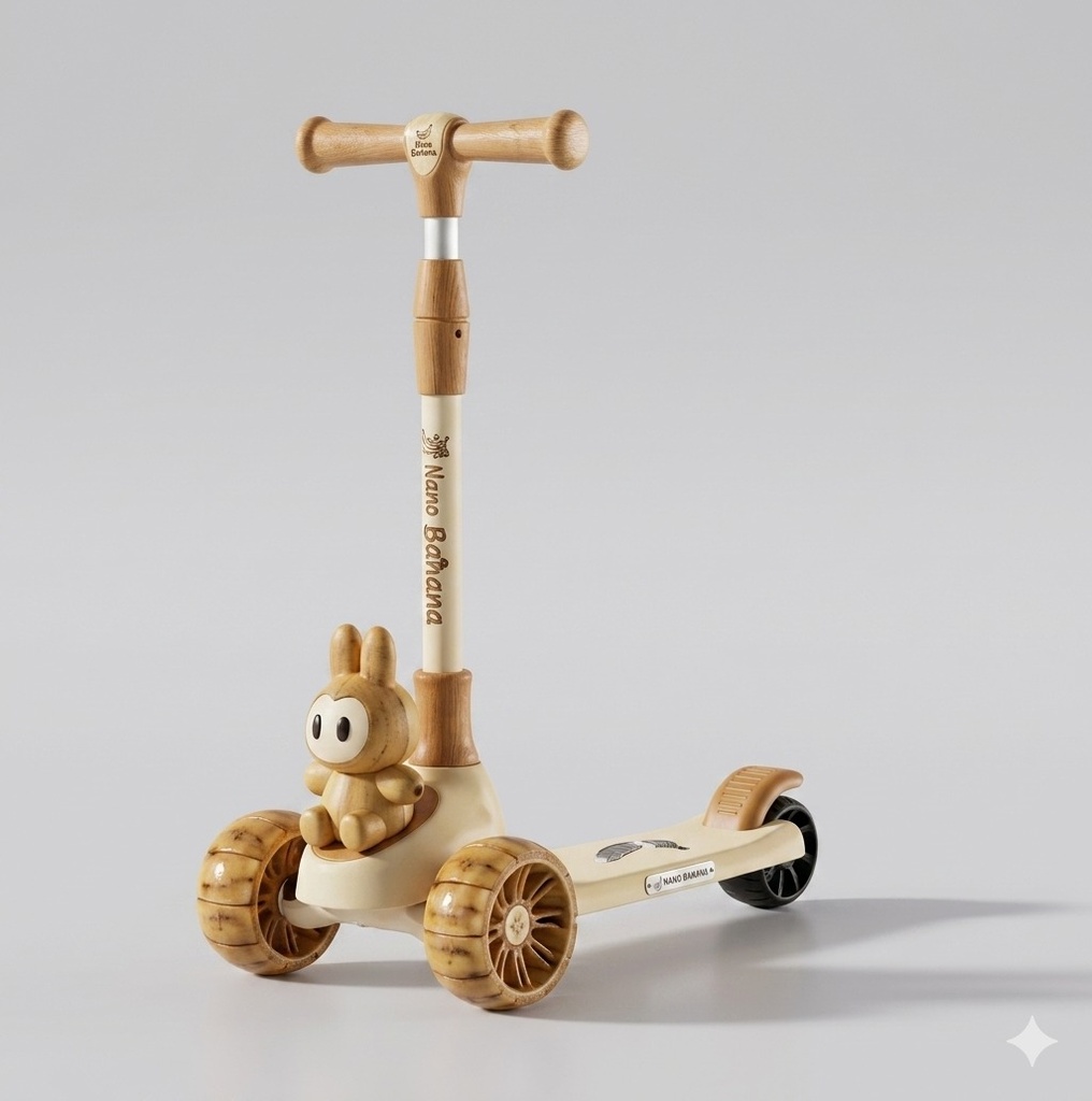 3-Wheel Kids Kick Scooter with a Cartoon Mascot Decoration