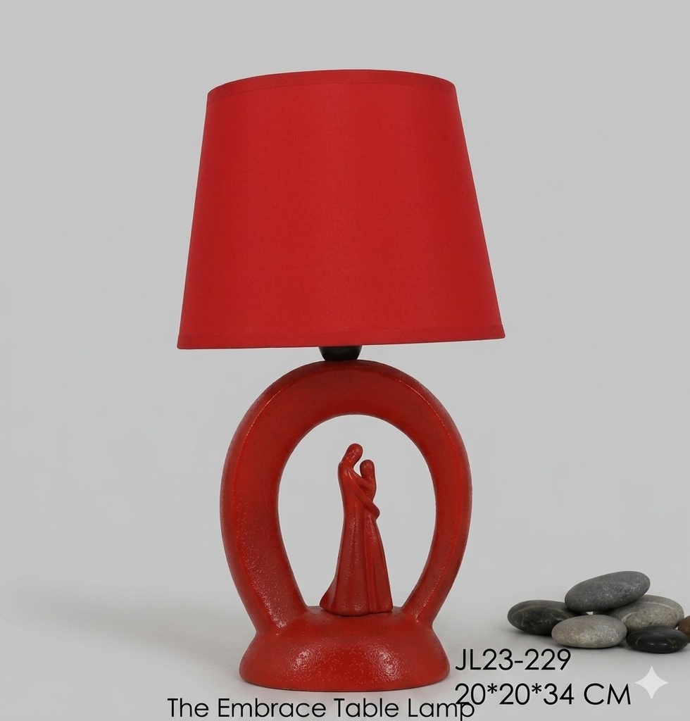 Romantic Hugging Couple Figurine Ceramic Table Lamp (20*20*34cm)